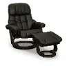 Zen Black Leather Recliner with Storage Ottoman