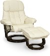 Snow White Leather Recliner with Storage Ottoman - Zen