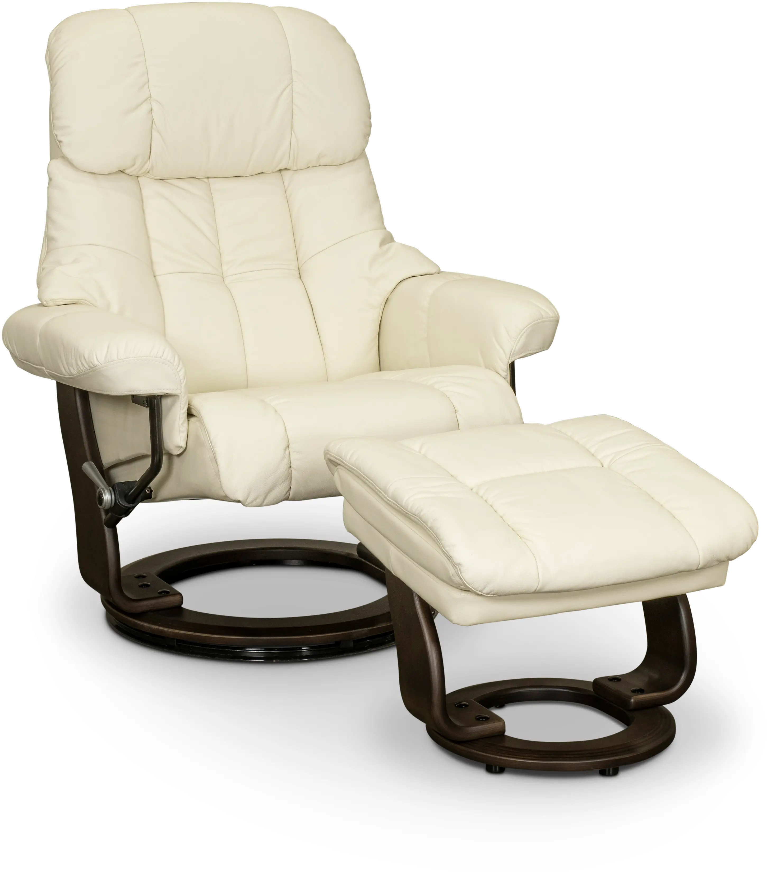 Zen Snow White Leather Recliner with Storage Ottoman-1