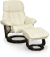 Zen Snow White Leather Recliner with Storage Ottoman