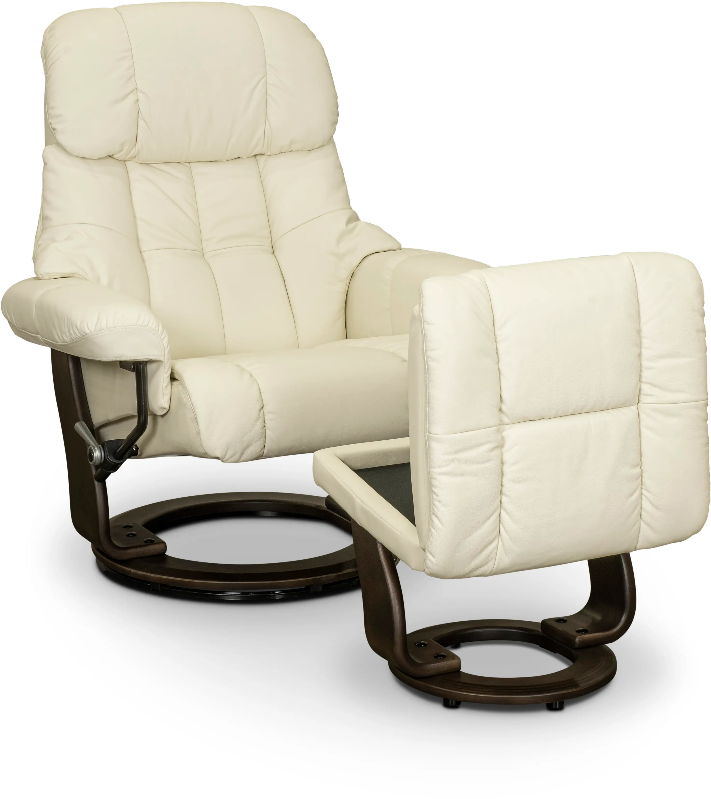 Zen Snow White Leather Recliner with Storage Ottoman-2