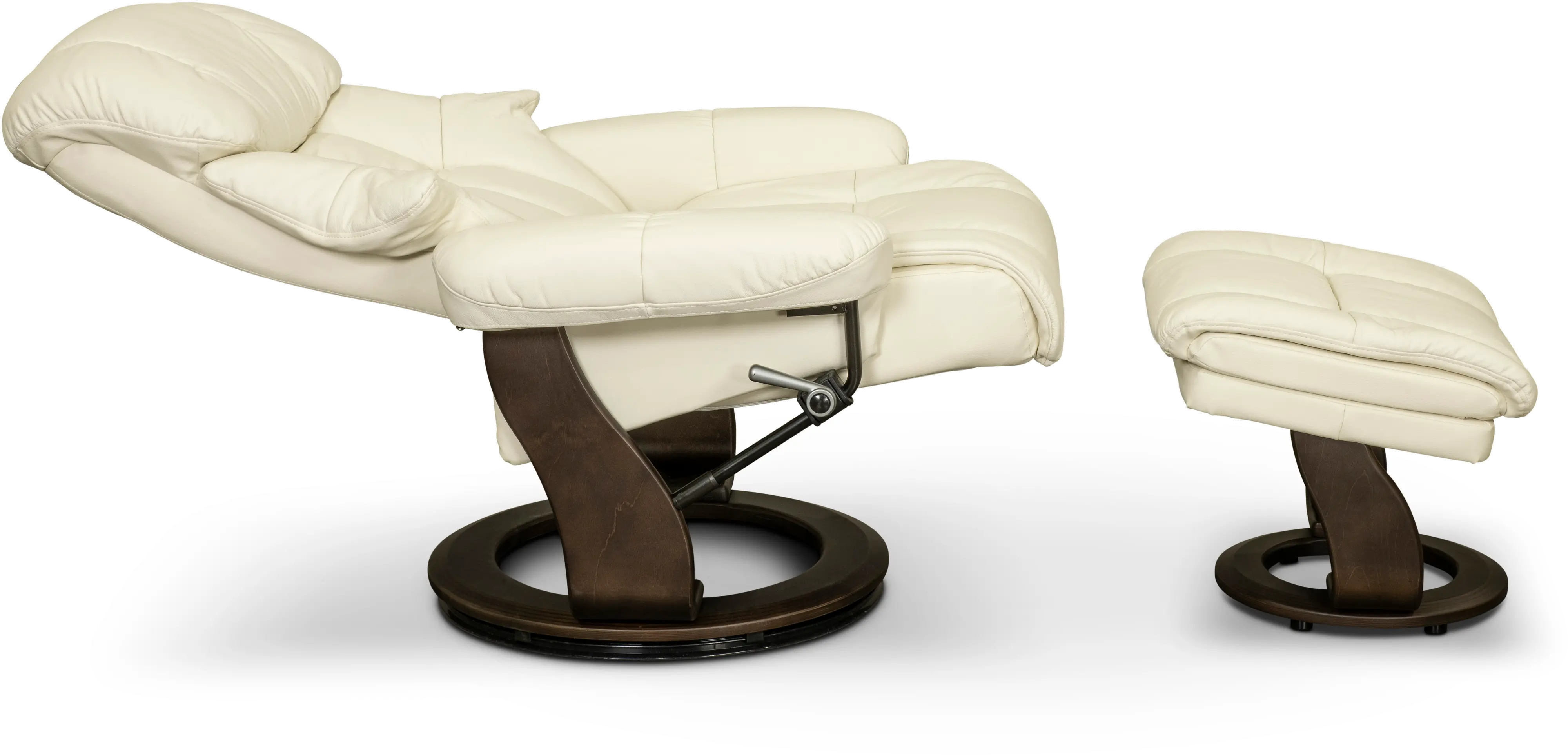 Zen Snow White Leather Recliner with Storage Ottoman-3