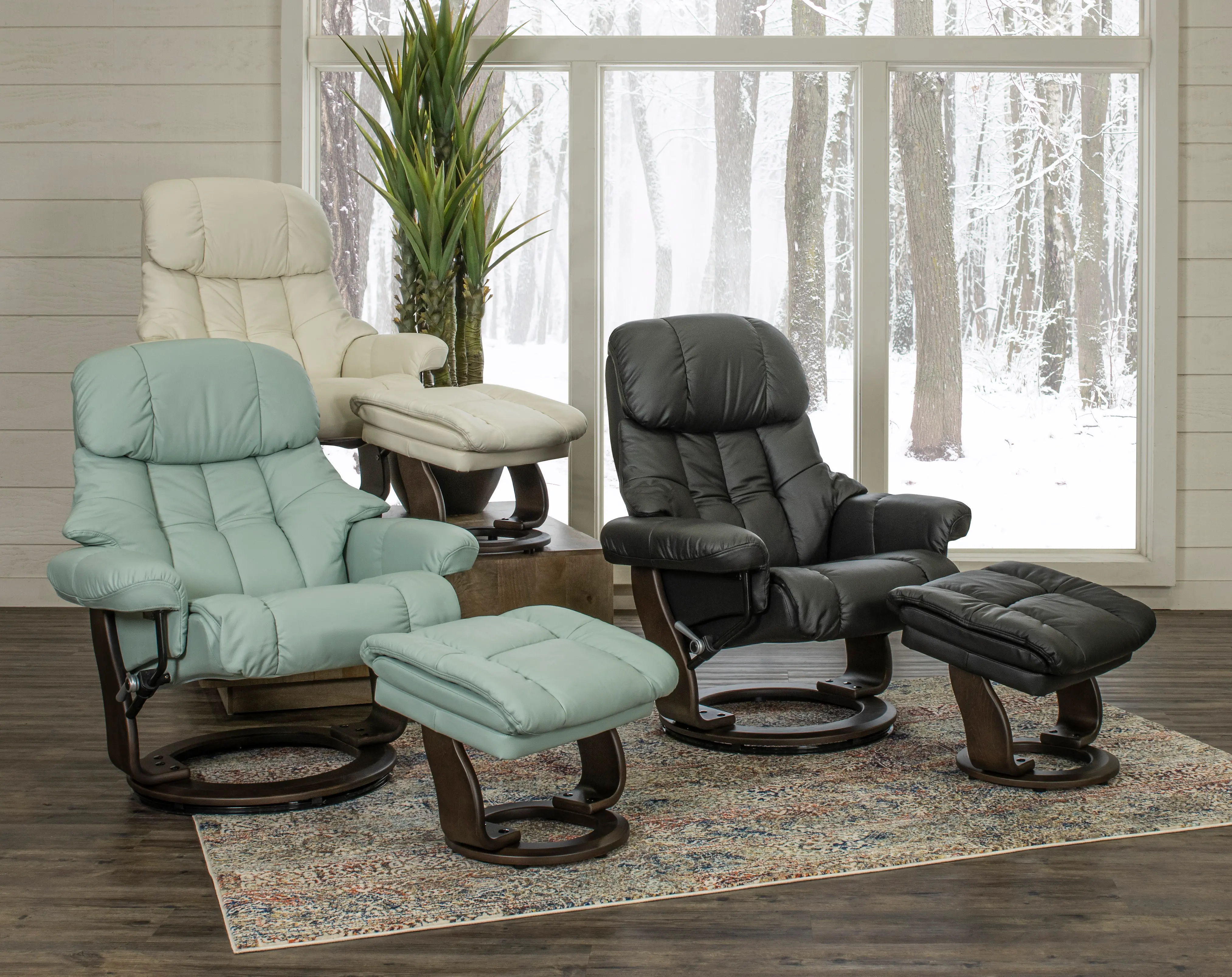 Zen Snow White Leather Recliner with Storage Ottoman-4