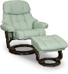 Pastel Blue Leather Recliner with Storage Ottoman - Zen