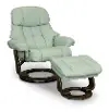Zen Pastel Blue Leather Recliner with Storage Ottoman