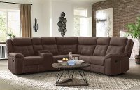 Brown 3 Piece Reclining Sectional with Console - Keystone
