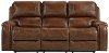 Cognac Reclining Sofa with Drop Down Table - Garrison