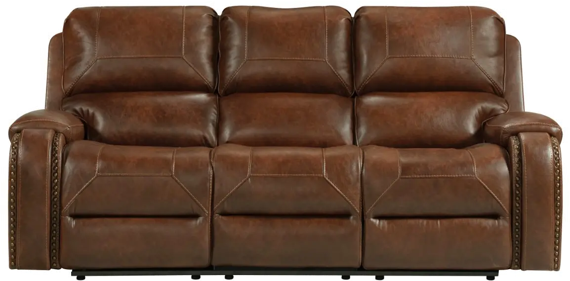 Garrison Brown Reclining Sofa with Drop Down Table-1
