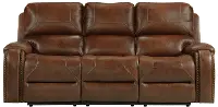 Garrison Brown Reclining Sofa with Drop Down Table