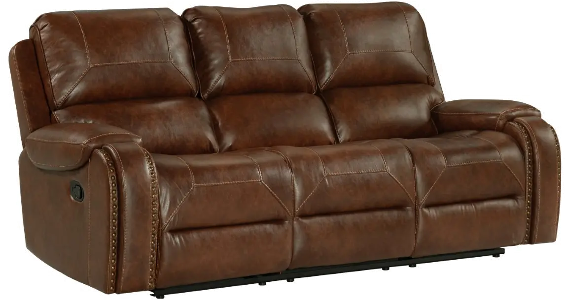 Garrison Brown Reclining Sofa with Drop Down Table-2