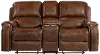 Clearance Garrison Brown Gliding Reclining Loveseat with Console
