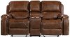 Cognac Gliding Reclining Loveseat with Console - Garrison