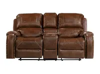 Garrison Brown Gliding Reclining Loveseat with Console
