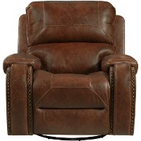 Cognac Brown Swivel Recliner - Garrison-1