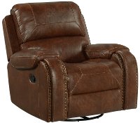 Cognac Brown Swivel Recliner - Garrison-2