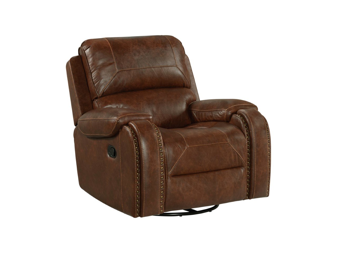 Garrison Cognac Brown Swivel Recliner-2