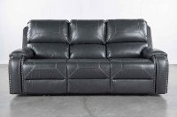 Garrison Gray Reclining Sofa with Drop Down Table