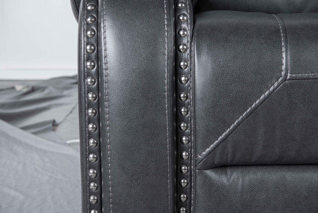 Garrison Gray Reclining Sofa with Drop Down Table-2
