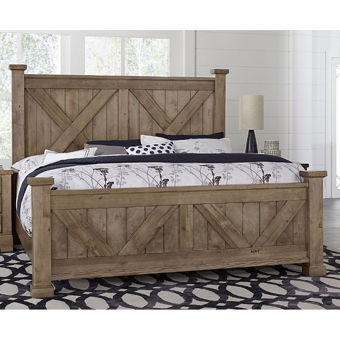 Rustic Stone Gray King Size Bed - Rustic Trail