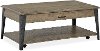 Industrial White Oak and Metal Coffee Table with Casters - Butler