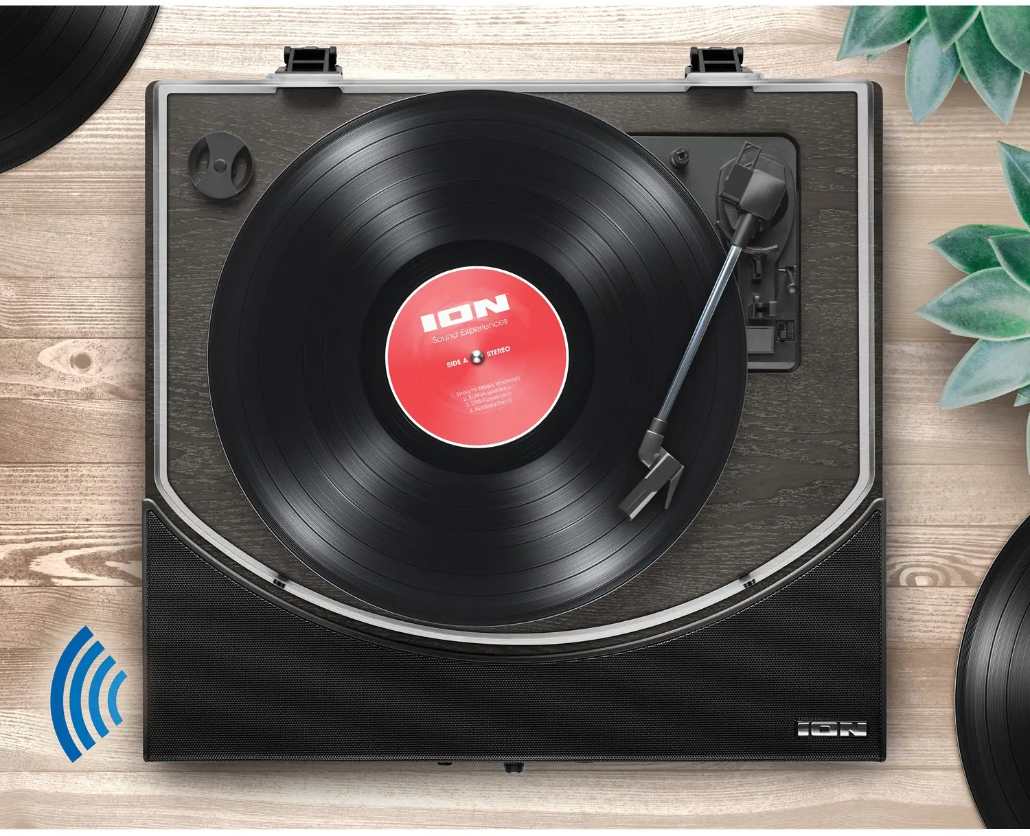 IT94BK BLACK WIRELSS TURNTABLE W/SOUNDBAR BUILT IN Premier LP Wireless Turntable with Built-In Soundbar-5