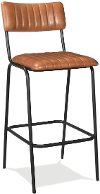 Brown Leather and Metal 29 Inch Bar Stool - Modern Eclectic