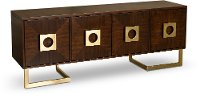Mid Century Brown and Gold Credenza - Modern Eclectic