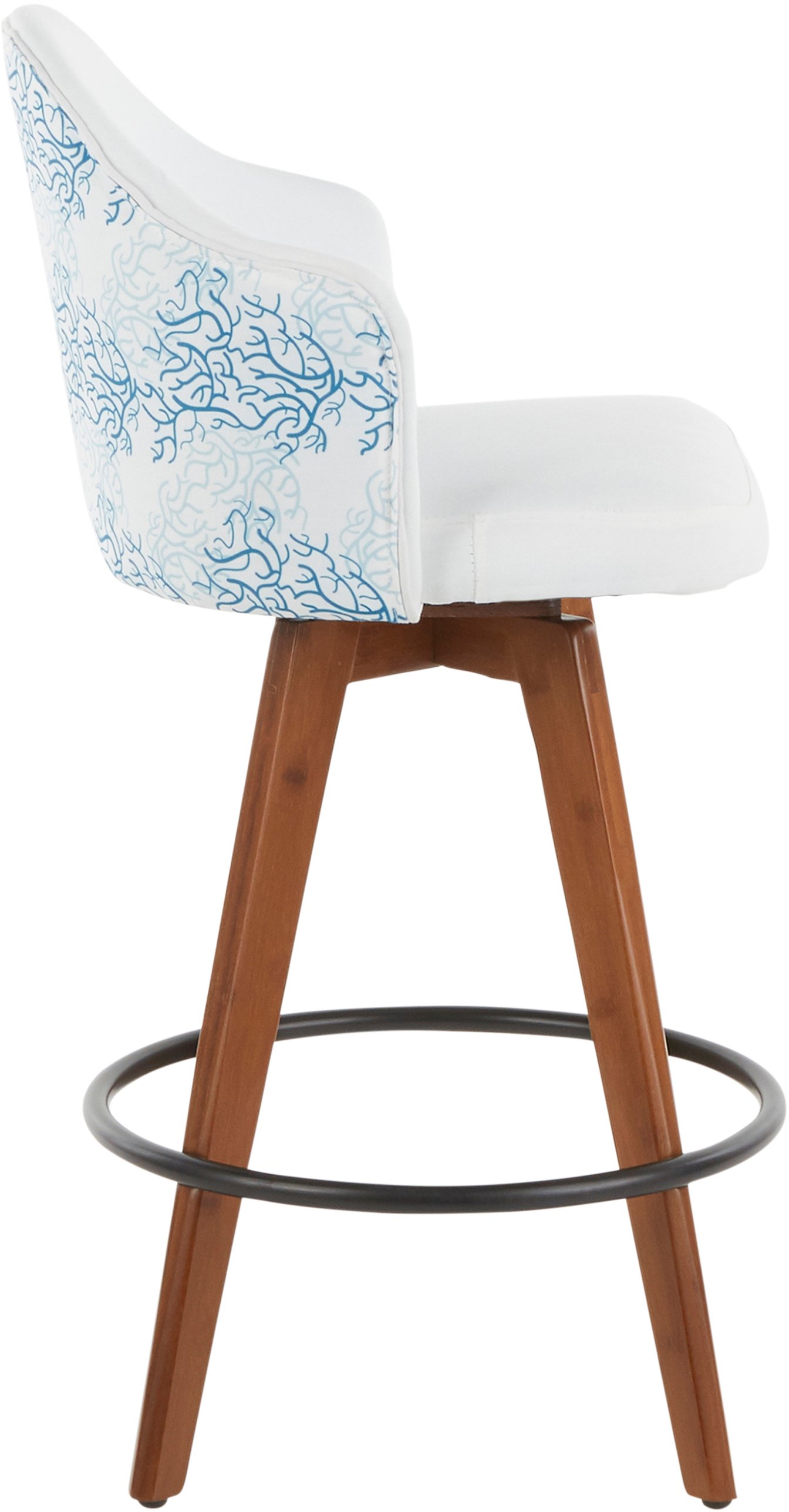 B26-AHOY CORAL WLW Contemporary White and Coral Decorative Swivel Counter Height Stool - Ahoy-1