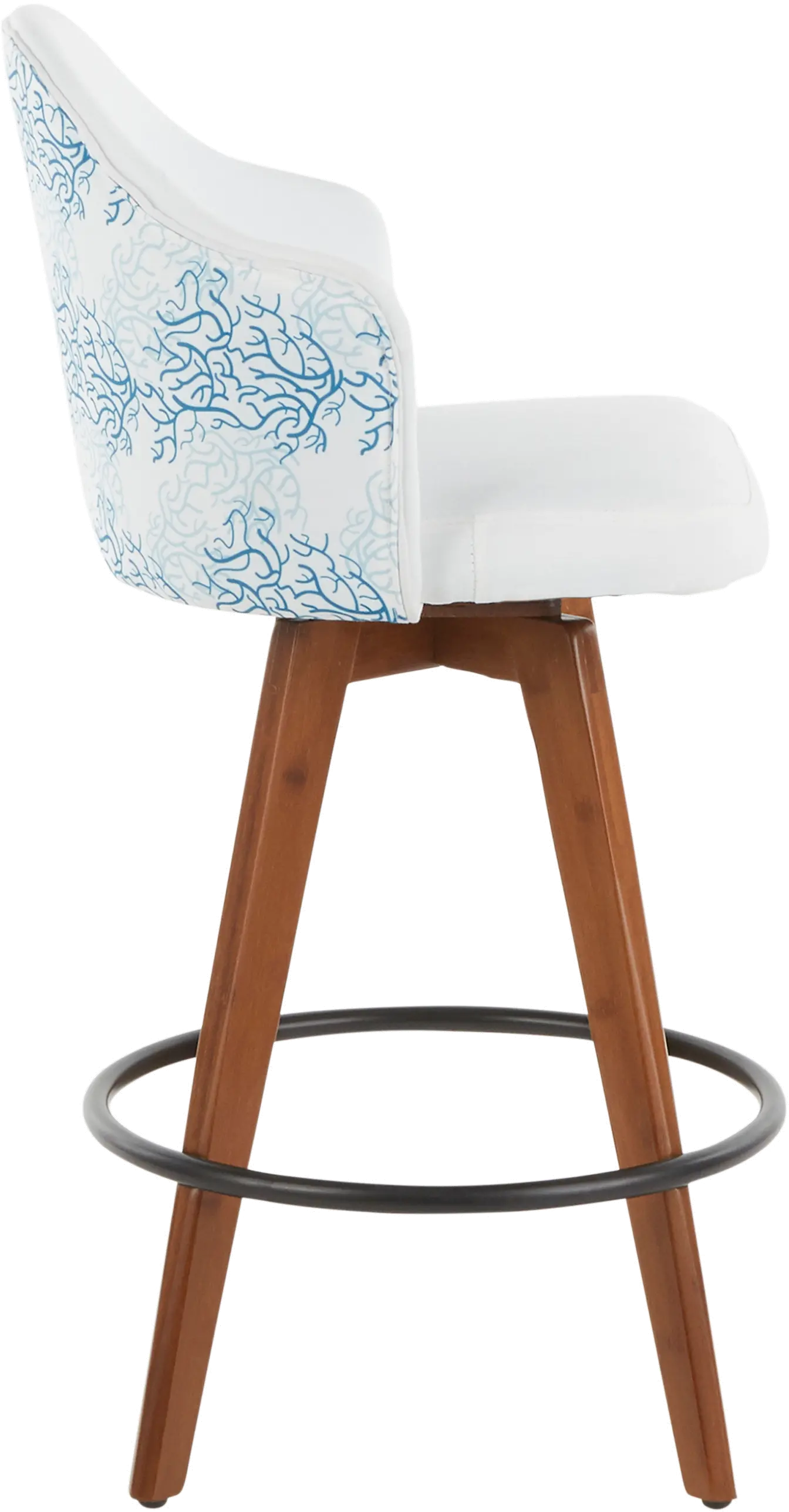 B26-AHOY CORAL WLW Contemporary White and Coral Decorative Swivel Counter Height Stool - Ahoy-1