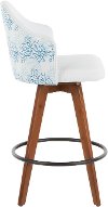 B26-AHOY CORAL WLW Contemporary White and Coral Decorative Swivel Counter Height Stool - Ahoy