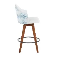 B26-AHOY CORAL WLW Contemporary White and Coral Decorative Swivel Counter Height Stool - Ahoy