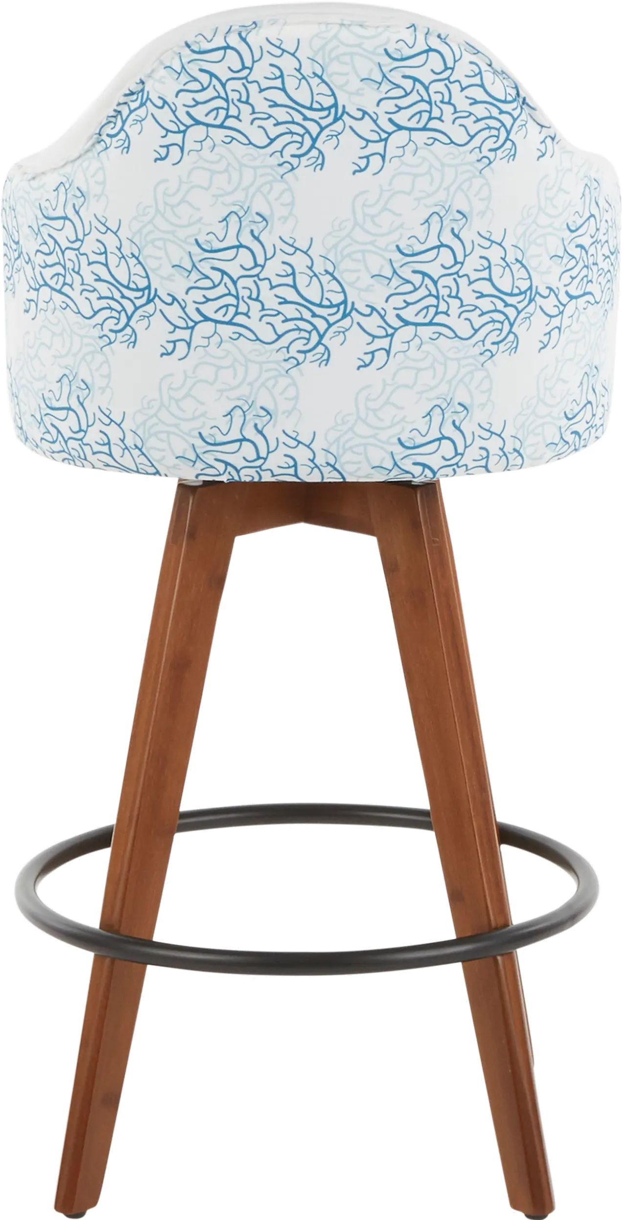 B26-AHOY CORAL WLW Contemporary White and Coral Decorative Swivel Counter Height Stool - Ahoy-2