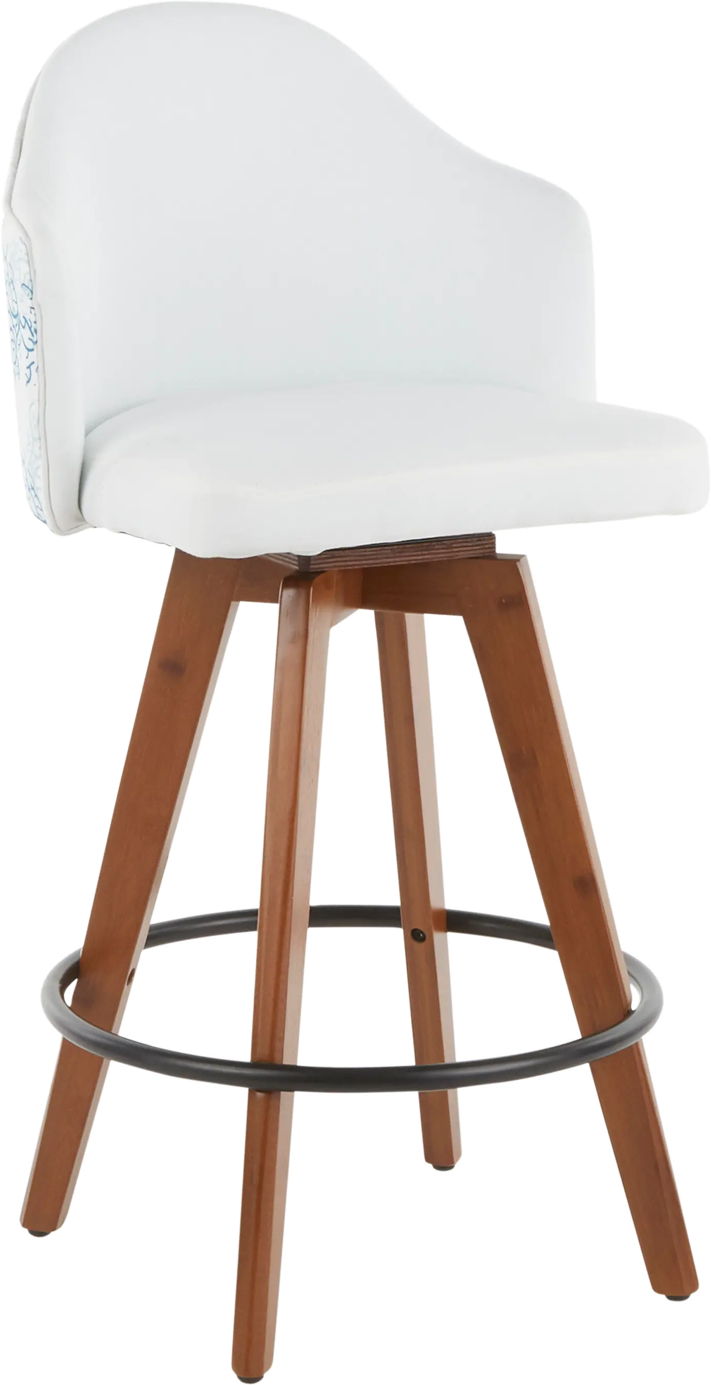 B26-AHOY CORAL WLW Contemporary White and Coral Decorative Swivel Counter Height Stool - Ahoy-4