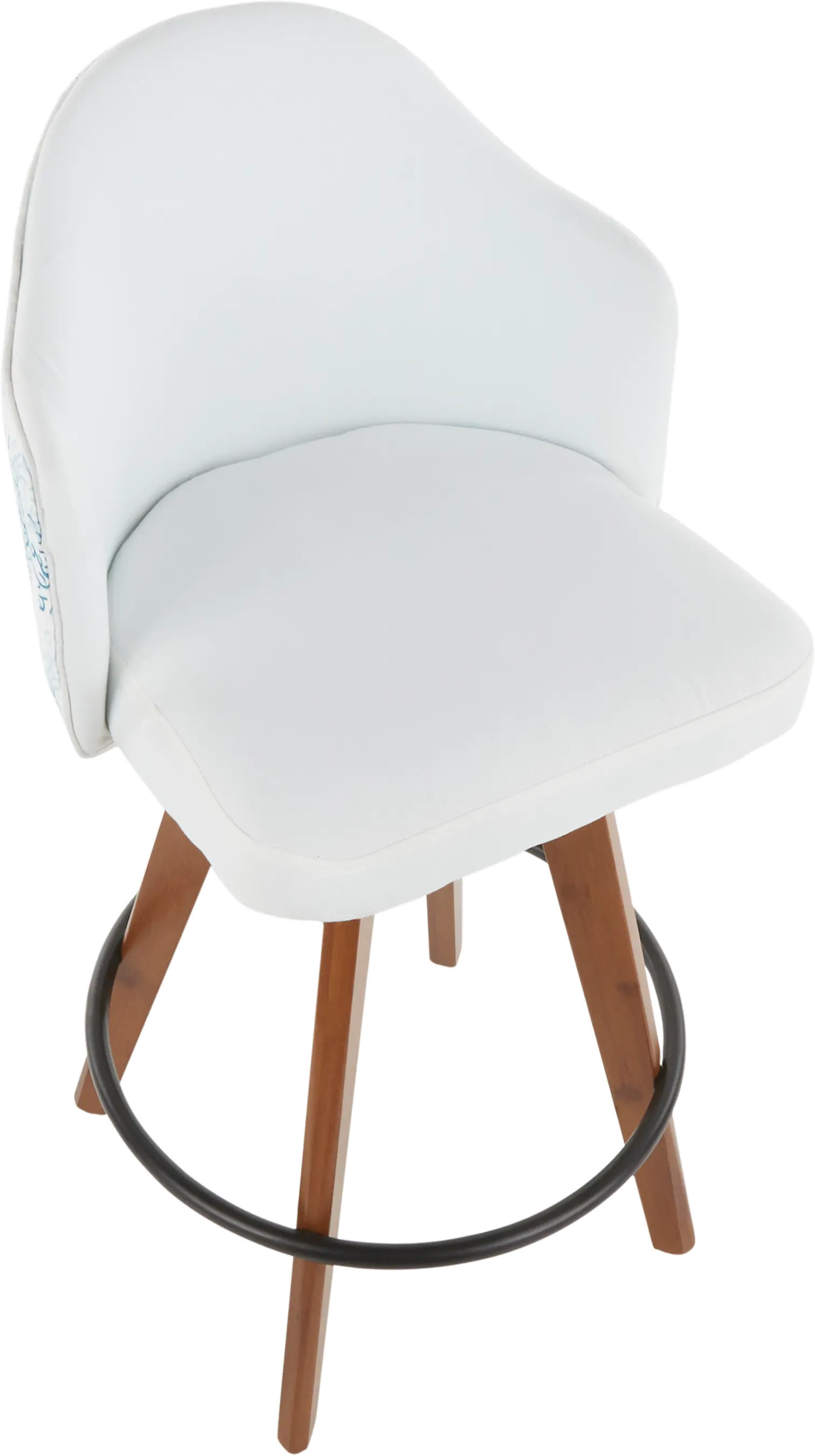 B26-AHOY CORAL WLW Contemporary White and Coral Decorative Swivel Counter Height Stool - Ahoy-5