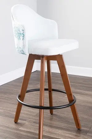 B26-AHOY CORAL WLW Contemporary White and Coral Decorative Swivel Counter Height Stool - Ahoy-6