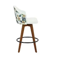 B26-AHOY FLORAL WLW Contemporary White and Floral Swivel Counter Height Stool - Ahoy