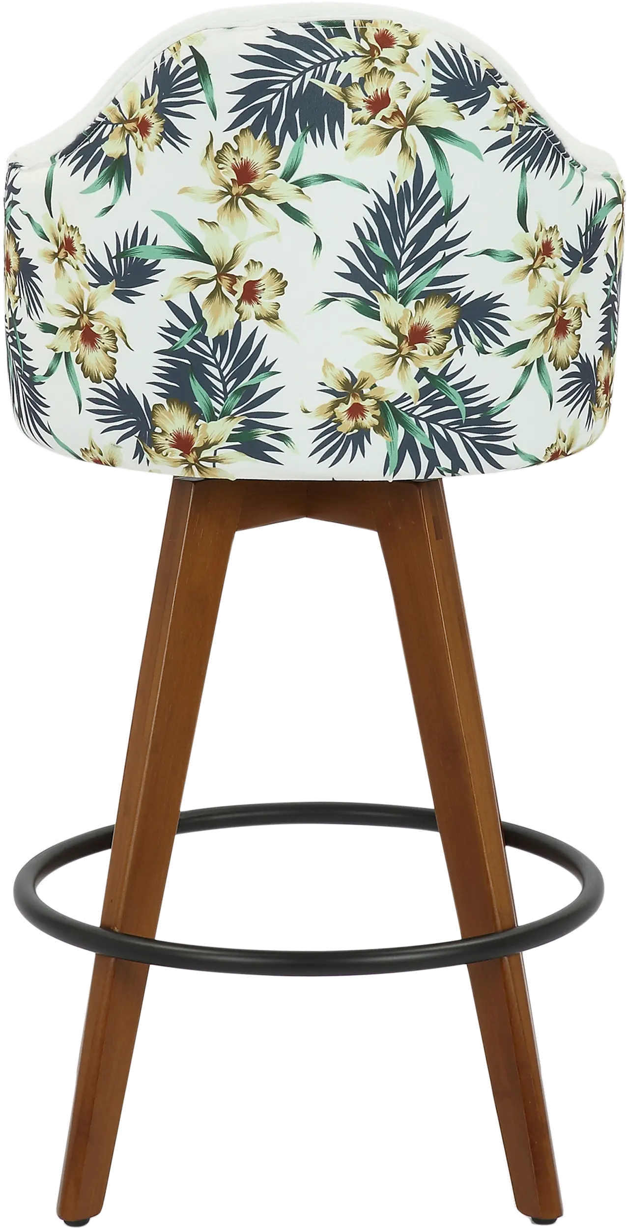 B26-AHOY FLORAL WLW Contemporary White and Floral Swivel Counter Height Stool - Ahoy-2