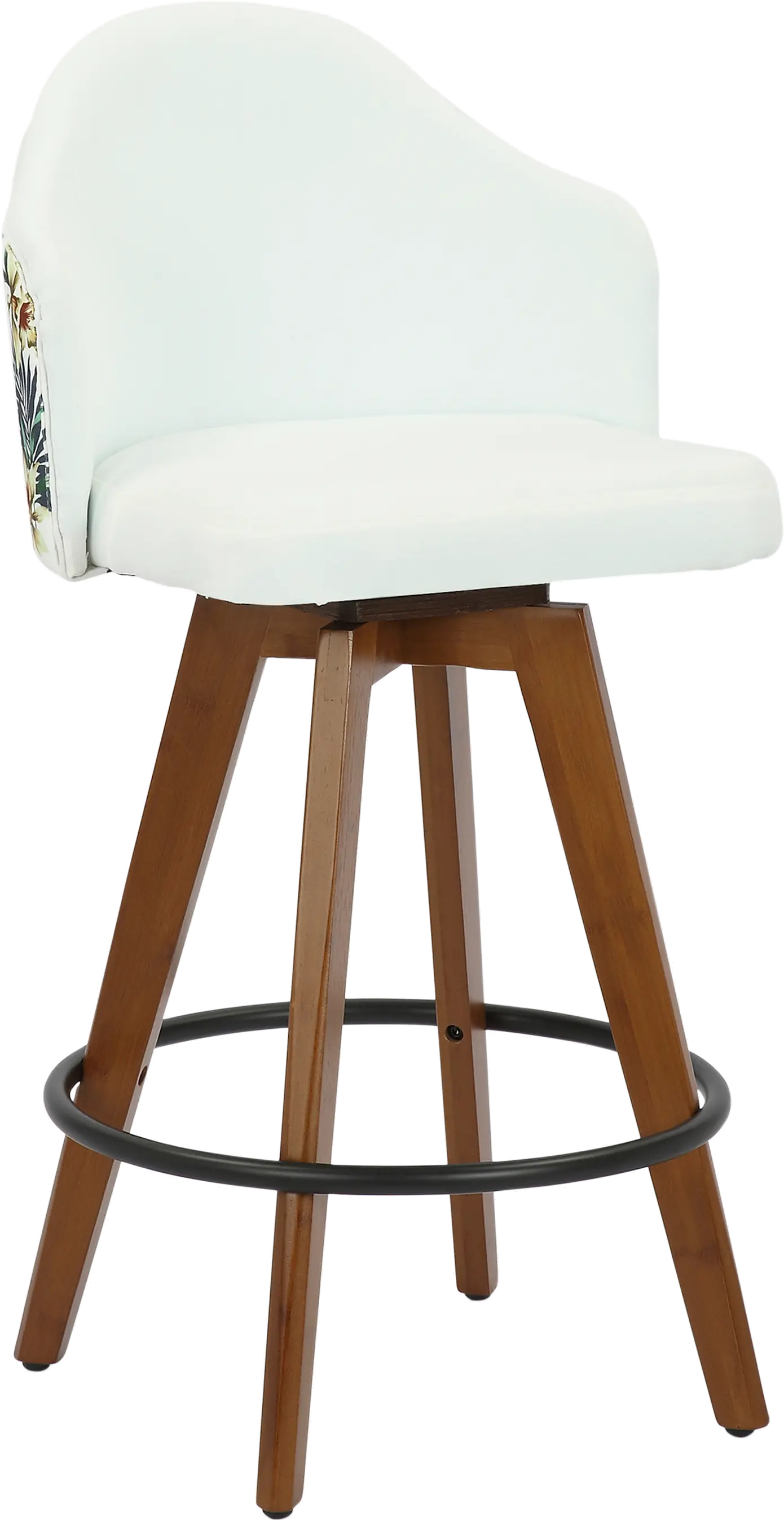 B26-AHOY FLORAL WLW Contemporary White and Floral Swivel Counter Height Stool - Ahoy-4