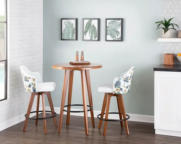 B26-AHOY FLORAL WLW Contemporary White and Floral Swivel Counter Height Stool - Ahoy-7