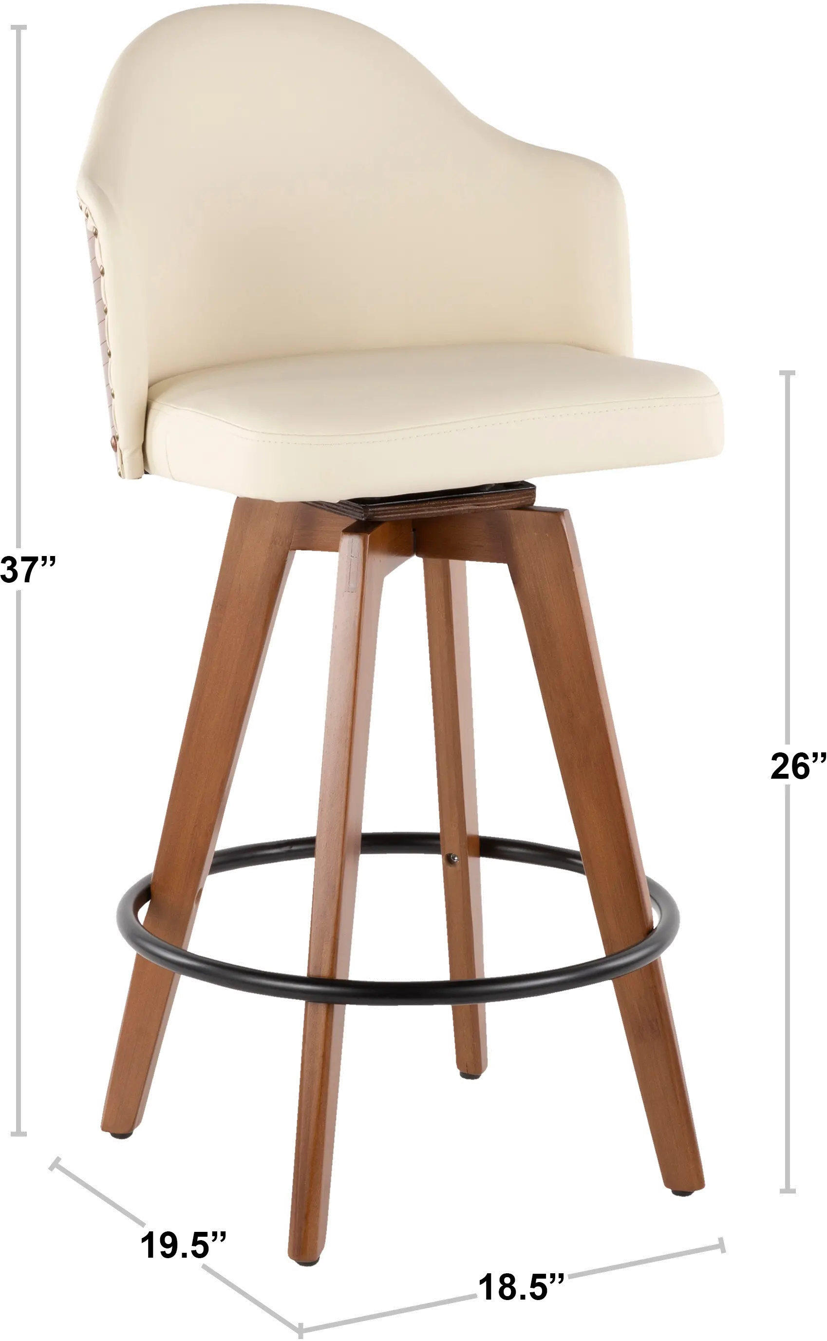 B26-AHOY FLORAL WLW Contemporary White and Floral Swivel Counter Height Stool - Ahoy-9