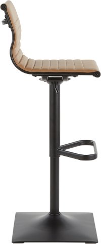 BS-MASTER BKCAM Contemporary Black and Camel Brown Adjustable Swivel Bar Stool - Masters-3