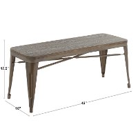 BC-OR BKLS ANE Industrial Brown Metal Dining Room Bench - Oregon-6