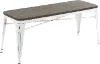 BC-OR BKLS VWE Industrial White Metal Dining Room Bench - Oregon