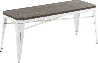 BC-OR BKLS VWE Industrial White Metal Dining Room Bench - Oregon