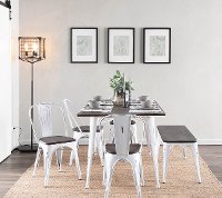 BC-OR BKLS VWE Industrial White Metal Dining Room Bench - Oregon-3