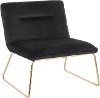 CHR-CASPER AUVBK Contemporary Black Velvet Accent Chair with Gold Metal - Casper