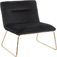 CHR-CASPER AUVBK Contemporary Black Velvet Accent Chair with Gold Metal - Casper