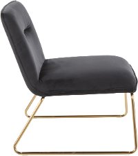 CHR-CASPER AUVBK Contemporary Black Velvet Accent Chair with Gold Metal - Casper-2
