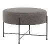 OT-DANIELLA BKCHAR Contemporary Charcoal Gray Fabric Ottoman with Black Metal - Daniella
