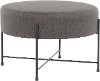 OT-DANIELLA BKCHAR Contemporary Charcoal Gray Fabric Ottoman with Black Metal - Daniella